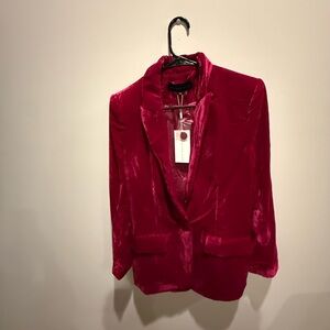 NWT Endless Rose Velvet Blazer in Burgundy Red Size S